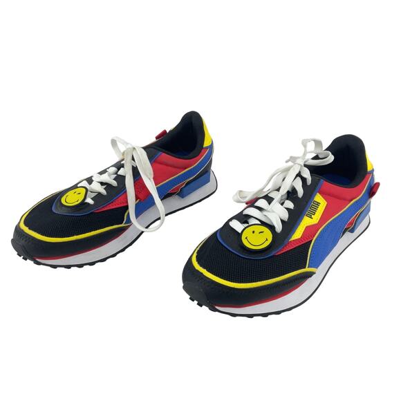 PUMA X Smiley World Unisex Kids Black Future Rider Casual Leather Sneakers 6.5 C - Picture 1 of 6